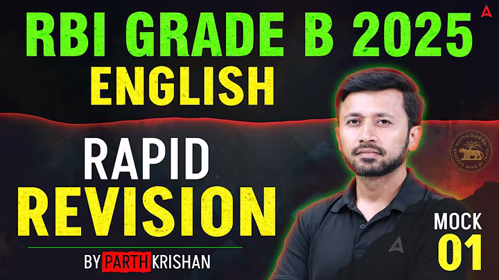 RBI Grade B 2025 English | Rapid Revision Mock-1 | RBI Grade B English Free Classes By Parth Krishan