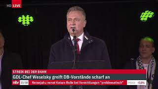 LIVE: GDL-Chef Weselsky in Stuttgart zum Streik