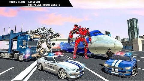 US Police Airplane Transport Robot Car Transform Simulator - Android Gameplay