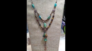 Multi Strand Boho Necklace With Ceramic Beads