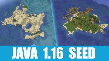 Minecraft Java 1.16 Seed: Island village with ocean monument and desert island village