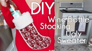 DIY No-Sew Wine Stocking Ugly Sweater