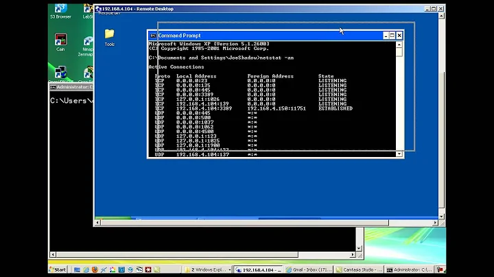 Telnet client and server demonstration in Windows Vista and XP