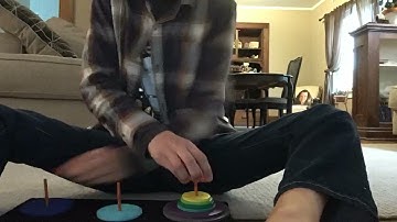 Solving ten disks, tower of Hanoi, time lapse
