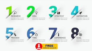 Create 8 steps Infographic slide in PowerPoint. Tutorial No. 891