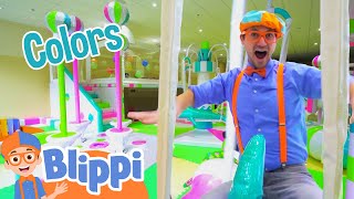 Learn Colors With Blippi! | Giggle Indoor Playground Play Place | Blippi Moves and Learns For Kids
