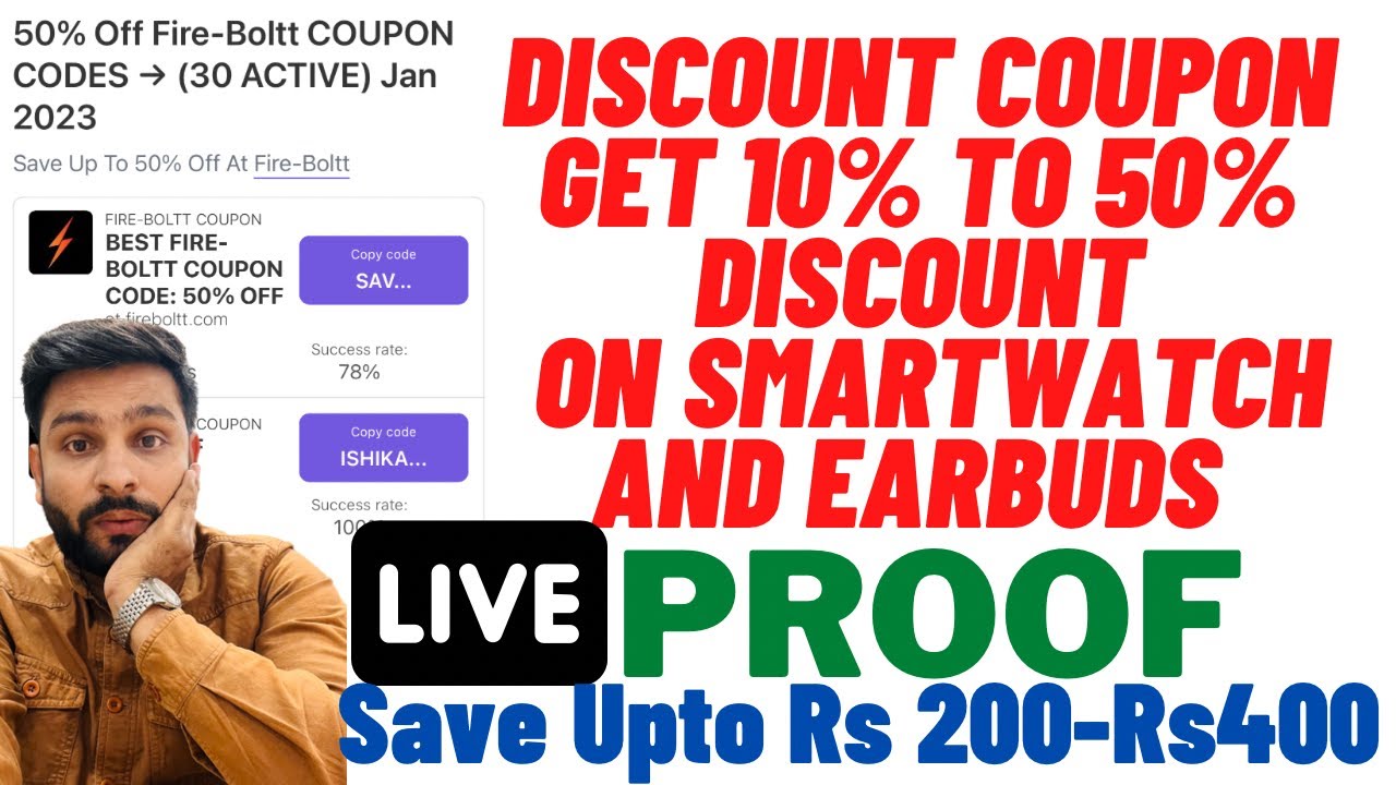 Discount Coupon code to get 10 to 50 Discount on Smartwatch, Earbuds