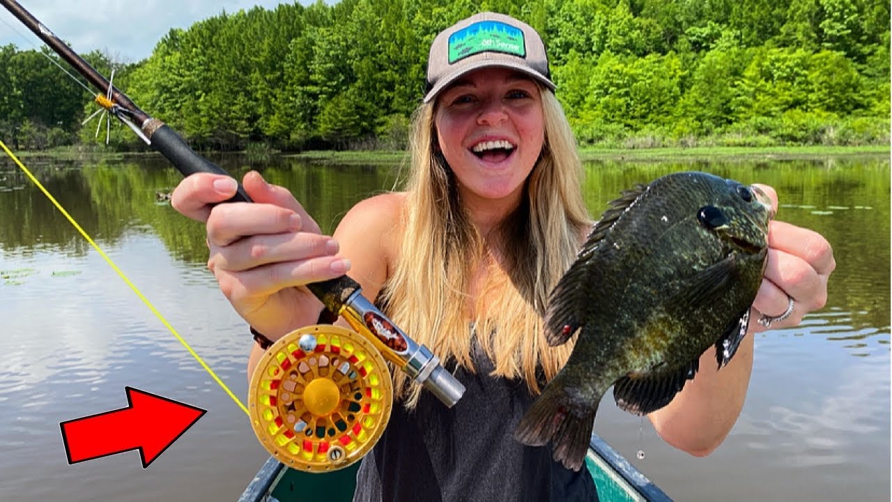 FLY FISHING for HUGE Bluegill!!! CATCH, CLEAN and COOK! ( This Spot was  LOADED! ) 