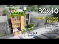 30X40 Feet | 1200 Sqft | Stepped House with semi Basement Parking & Central Courtyard | ID-142