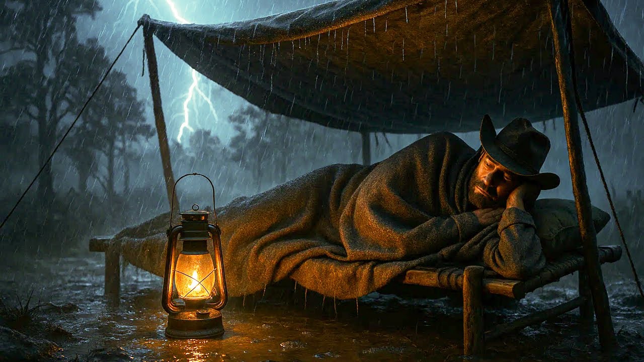 Arthur Peacefully Sleeping in His Tent at Camp During a Cozy Thunderstorm Night | RDR2 ASMR
