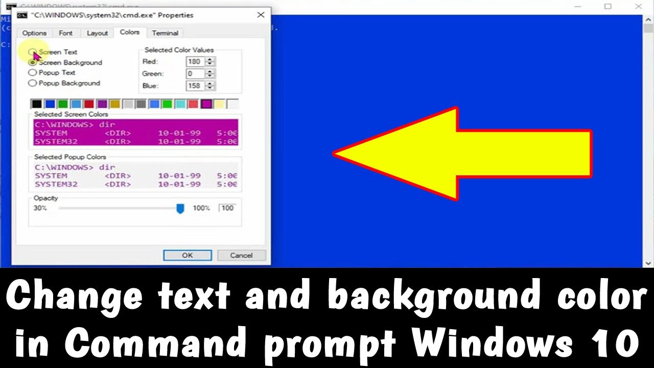 Change Text And Background Color in Command Prompt Windows 10? - YouTube