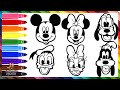Dibuja y Colorea A Mickey Mouse Y Sus Amigos ⚫⚫❤️🐭🐶🦆 Dibujos Para Niños