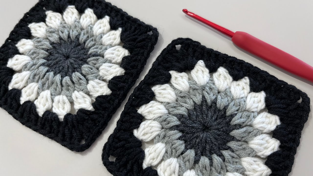 ÖRGÜ KOLAY KARE RENKLİ MOTİF YAPIMI