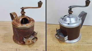 Restoration of an old rusty coffee grinder