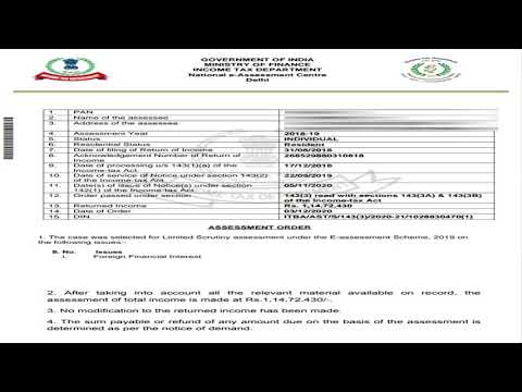 Assessment Order by National e-Assessment Centre | AY 2018-19 | Income Tax