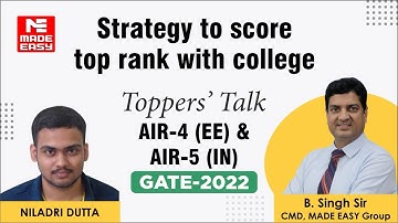 GATE 2022 Topper | EE (AIR-4) & IN (AIR-5) | Niladri Dutta | Toppers