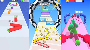 Layer Runner vs Gummy Worm Go vs Blob Runner 3D | All Levels Gameplay Walkthrough (iOS & Android)