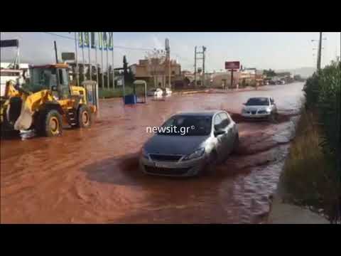 Αυτοκίνητα σε πλημμυρισμένους δρόμους