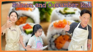 Ep 1 : Salmon and Cucumber Roll : sushi roll : วิธี และ ขั้นตอนการทำซูชิโรล