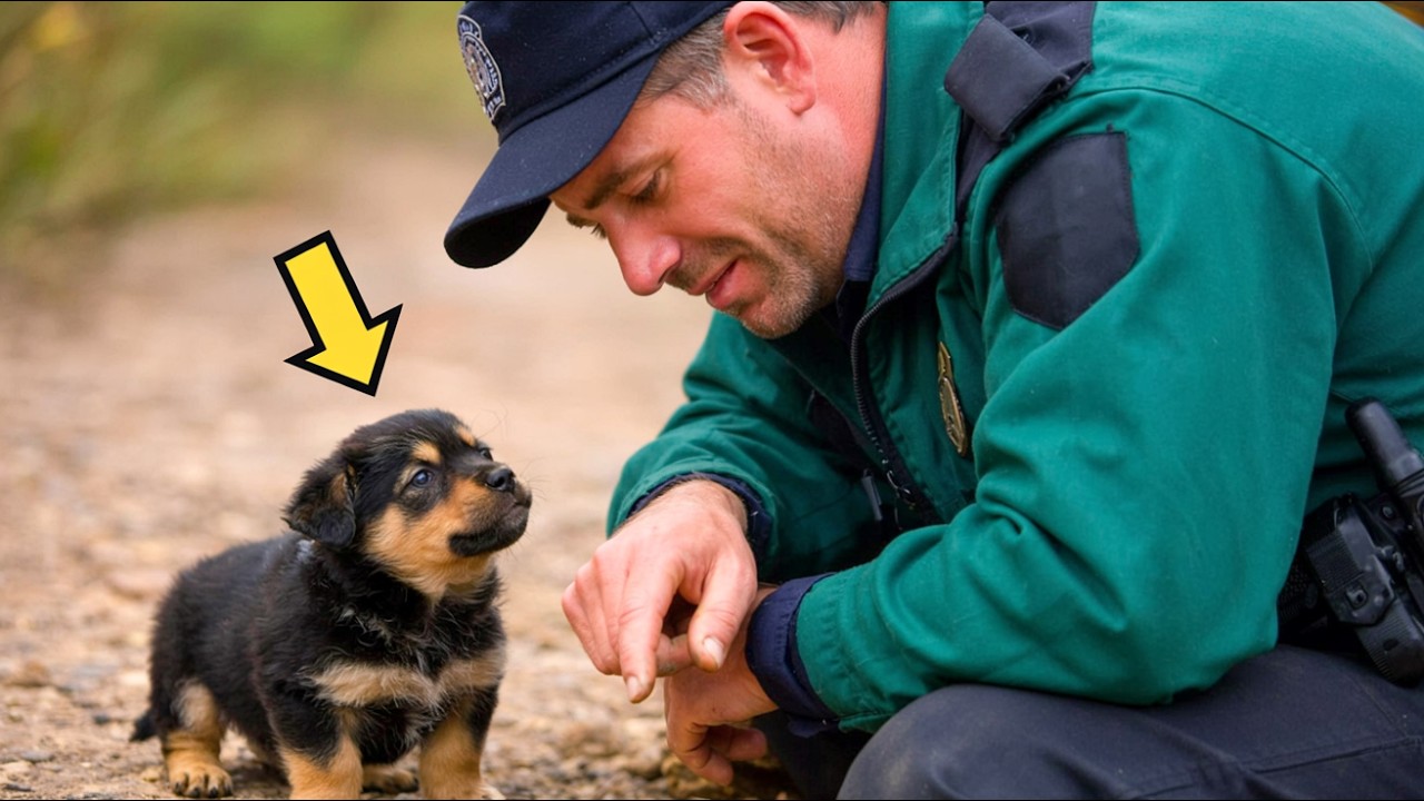 SZCZENIAK NIE PRZESTAJE PODĄŻAĆ ZA POLICJANTEM… KIEDY ROZUMIE DLACZEGO, WYBUCHA PŁACZEM