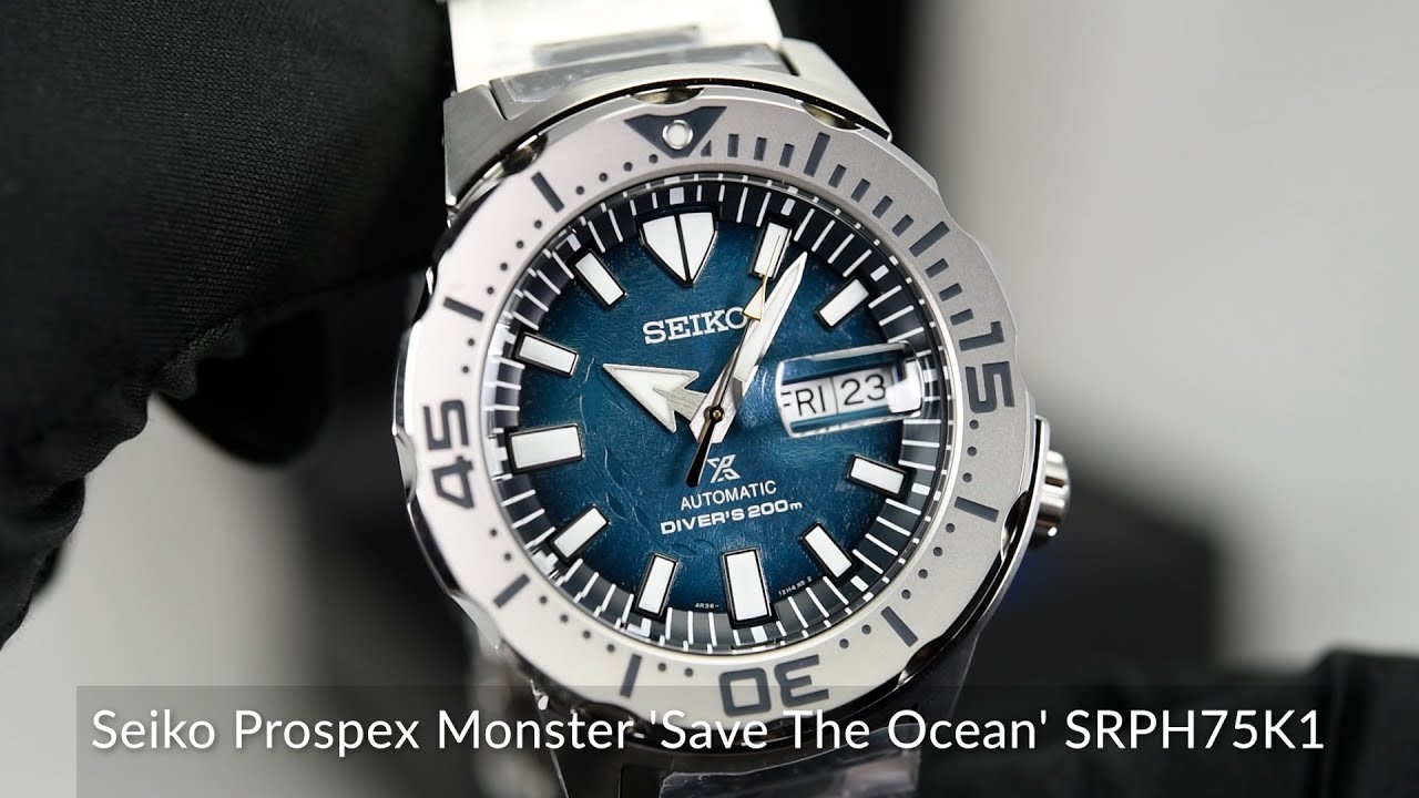 Skelne Dwell Sommetider Seiko Prospex Monster 'Save The Ocean' SRPH75K1 - YouTube
