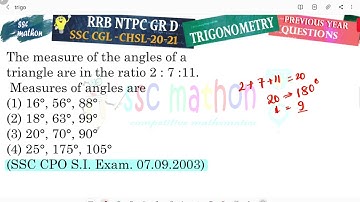 The measure of the angles of ariangle are in the ratio 2 : 7 :11.Measures of angles are