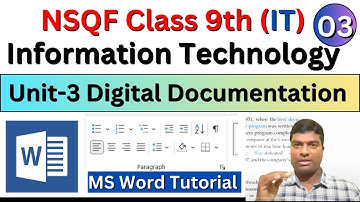 Unit 3 Digital Documentation/NSQF Class 9th Information Technology/MS Word Tutorial/CLT Exam/NSQF