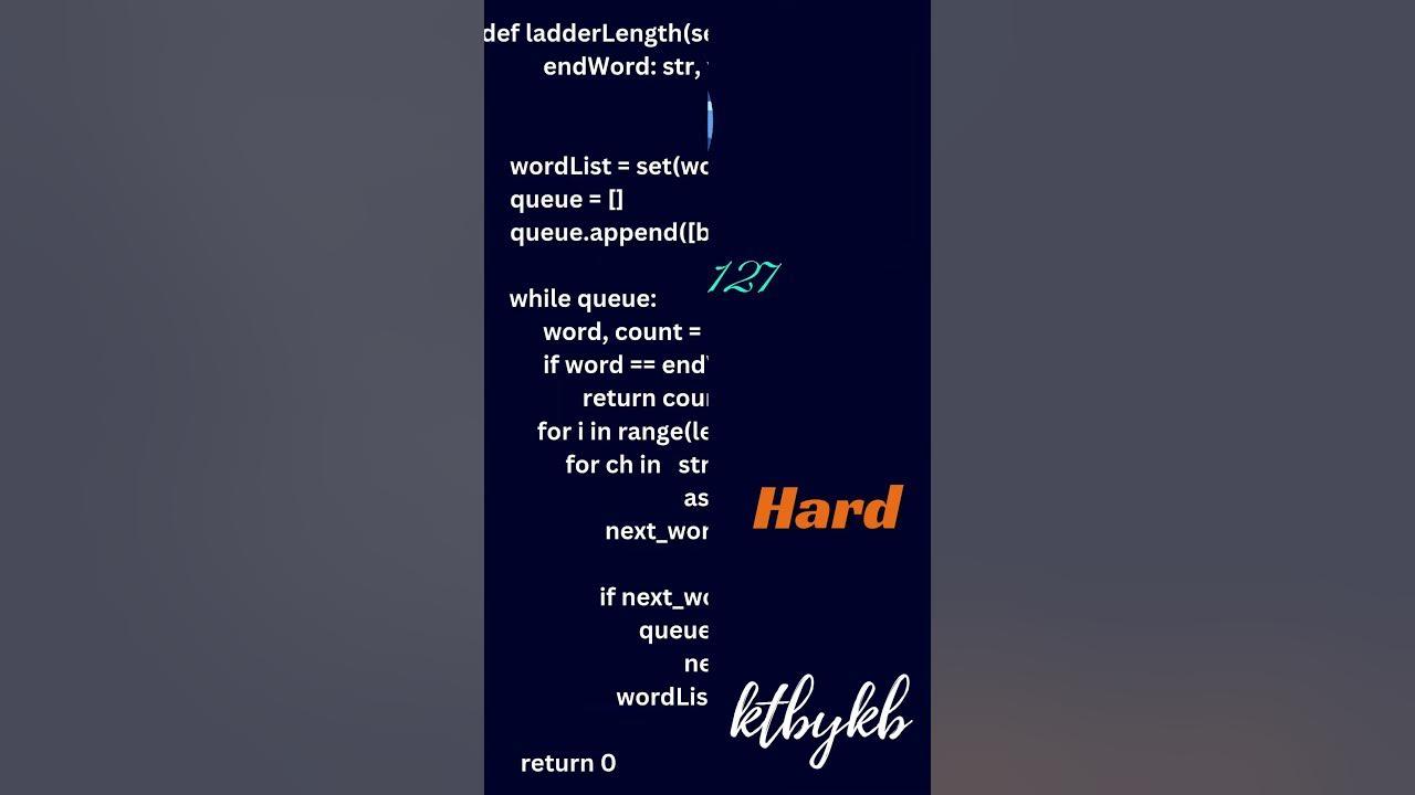 Word Ladder || Python || Leetcode || 127 || Hard #leetcode - YouTube