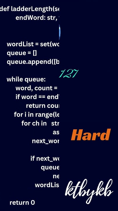 Word Ladder || Python || Leetcode || 127 || Hard #leetcode - YouTube