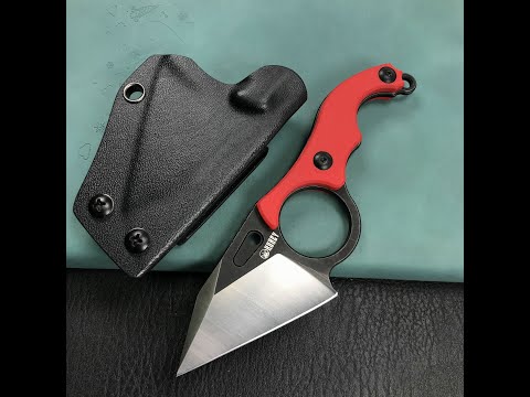KUBEY KU166D Hippocam Fixed Blade Knife Finger Ring Red G10 Handle