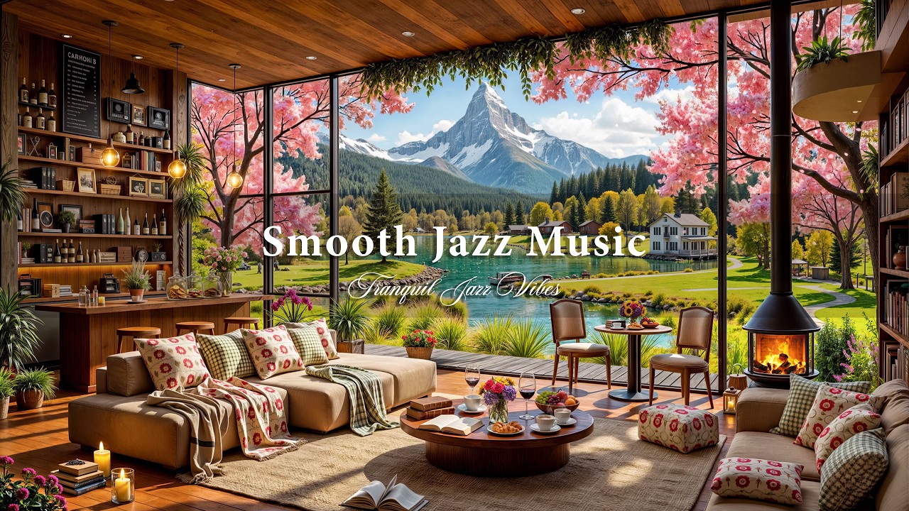 Warm Indoor Cafe Ambience with Smooth Jazz Music | Positive Morning Jazz in a Spring Retreat to Work