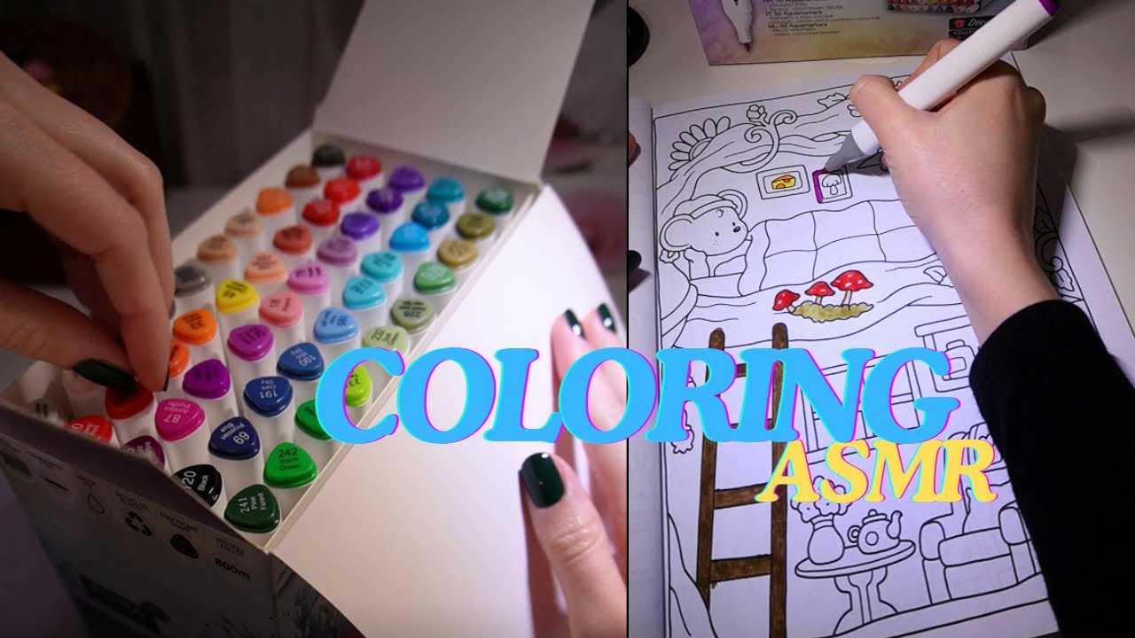 ASMR Coloring 🎨💗 asmr ita #coloring #coloringbook #relax #cute #asmr
