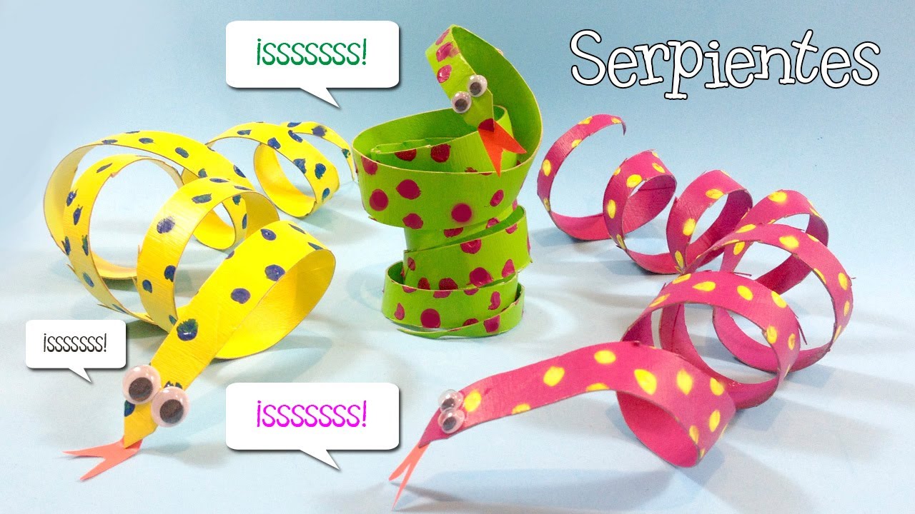 Manualidades con tubos de papel | Serpientes de cartón - YouTube Manualidades con tubos de papel | Serpientes de cartón - YouTube
