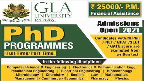 PhD Admission Notification 2021 in GLA University | PhD Admission in GLA University | GLA University