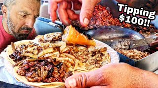 Famous Pork Cheek Chicharron & Carne Asada Tacos | Mexican Street Food | Tipping $100 Dollars