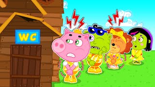 Aslan Yavrusu Zenginler Fakirlerin Tuvaleti Için Sıraya Giriyor Çocuklar Için Çizgi Film