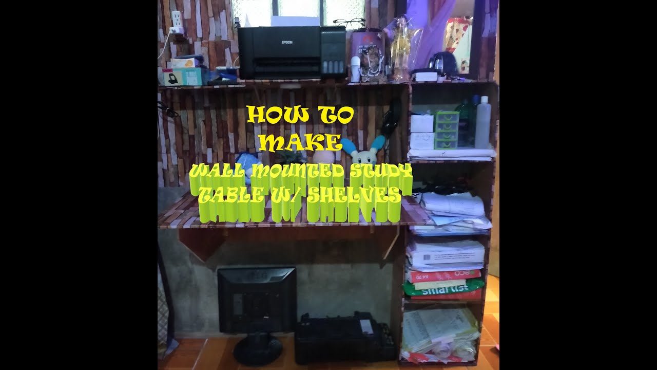 How to Make Wall Mounted Folding Study Table with Shelves