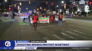 Protesters march in downtown Detroit following ICE shooting in Minneapolis