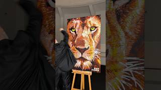 Painting A Lion For The First Time. For Sale. 40X60 Inches Acrylic Painting On Canvas.