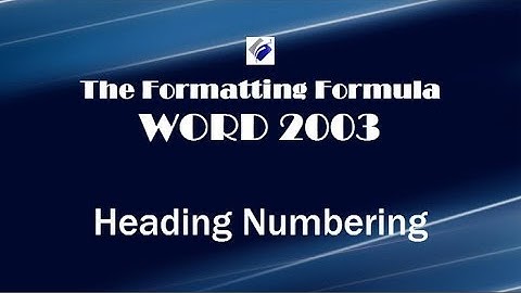 Word 2003 Heading Numbering
