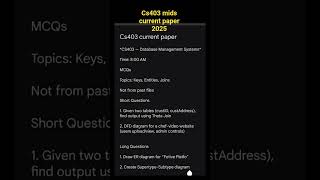Cs403 mids current paper 2025 #vu #vuexams #cs403