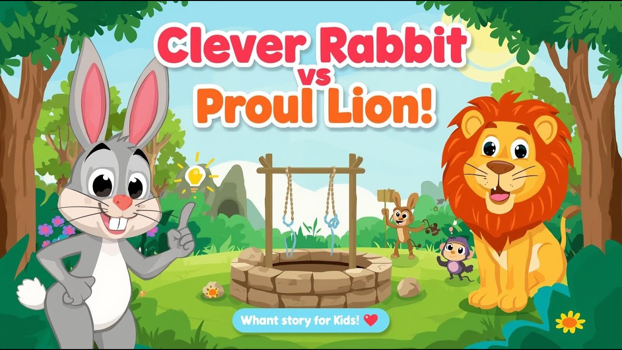 The Clever Rabbit and the Proud Lion | Moral Story for Kids | Animated ...