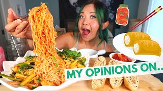 Telling You My Opinions & Eating: Spicy Noodles + Fried Tofu Sushi MUKBANG // Munching Mondays Ep.94