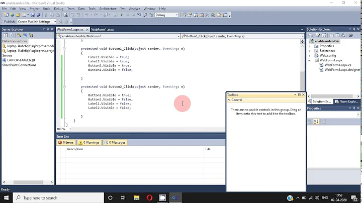 how to enable and visible buttons textbox and labels using asp.net C#