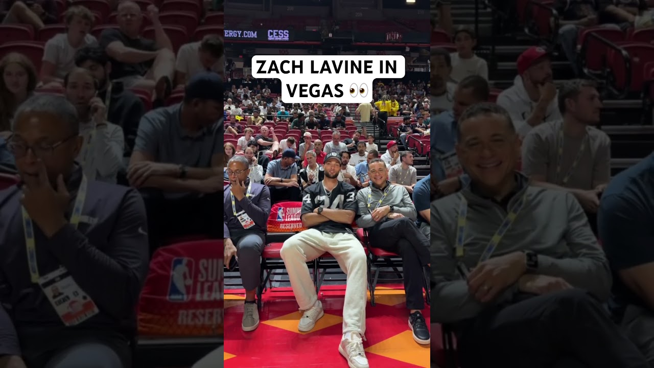 Zach LaVine here watching the Sacramento Kings while repping the Raiders in Vegas