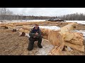 Building My Log Home Pt. 4 - Scribing the First Logs Onto the Wall!