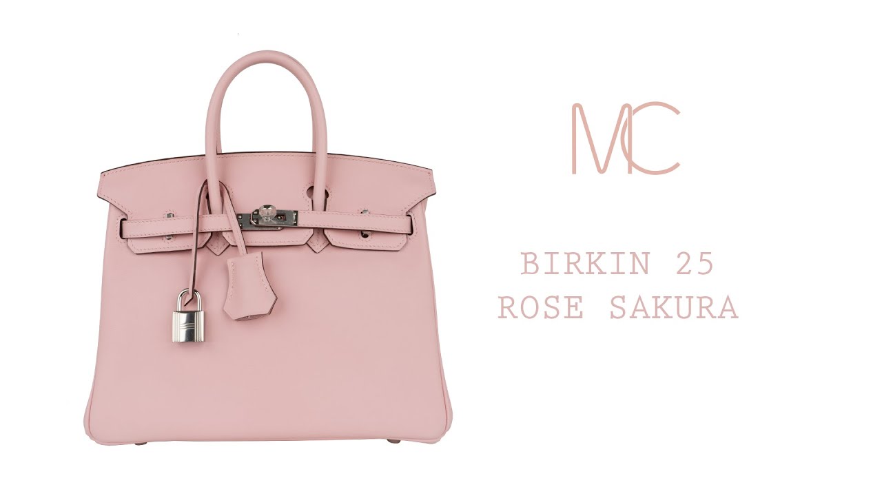 Hermes Rose Sakura 3Q Pink Swift Palladium Hardware Birkin 25 Handbag Bag