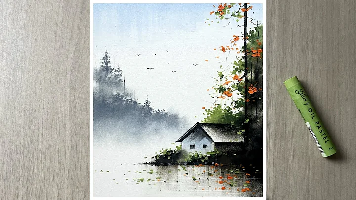 Misty winter morning - oil pastel drawing thumbnail