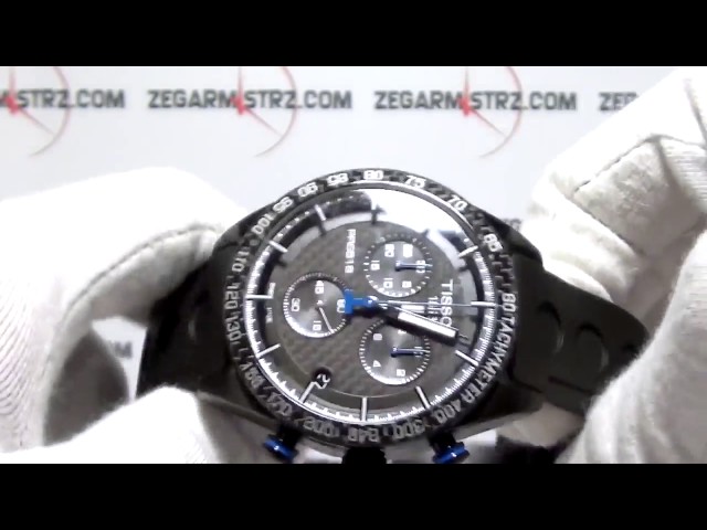Tissot PRS516 42mm Black Carbon Blue Dial Men's Chronograph Watch