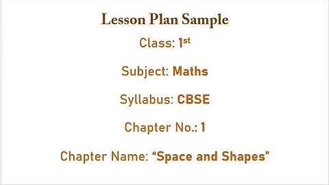 1st CLASS MATHS  LESSON PLAN | 